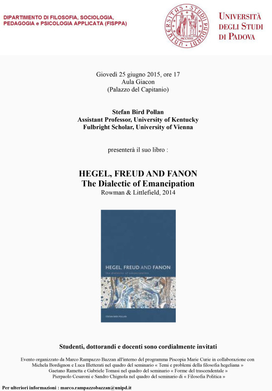 Book discussion: "Hegel, Freud and Fanon" (Padua, June 25, 2015)