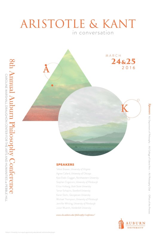 Conference: "Aristotle and Kant in Conversation" (Auburn, March 24th-25th, 2016)