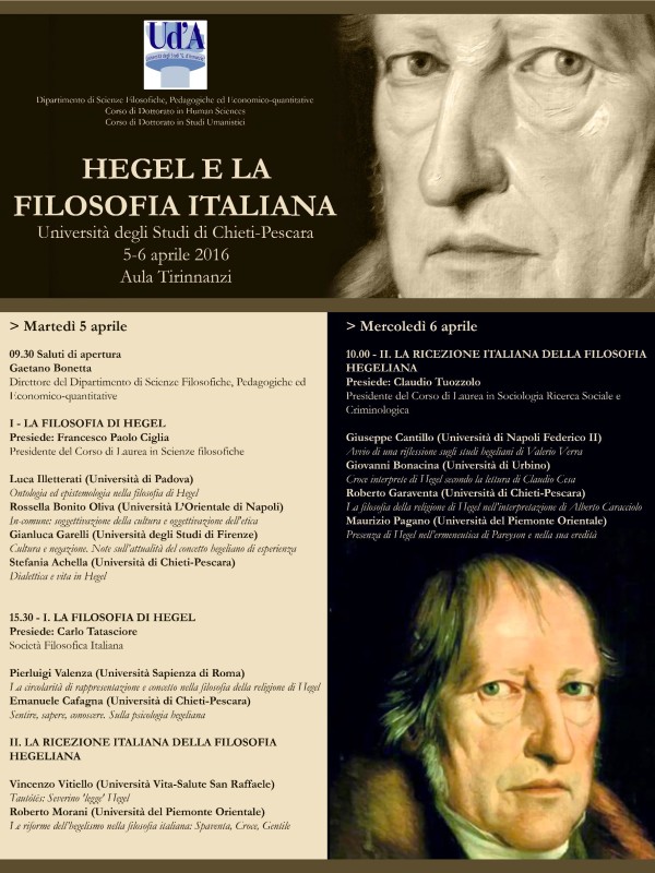 Convegno: "Hegel e la Filosofia Italiana" (Chieti, 5-6 aprile 2016)