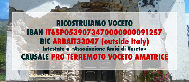 Crowdfunding: Let's help Voceto to be rebuilt after the earthquake in central Italy