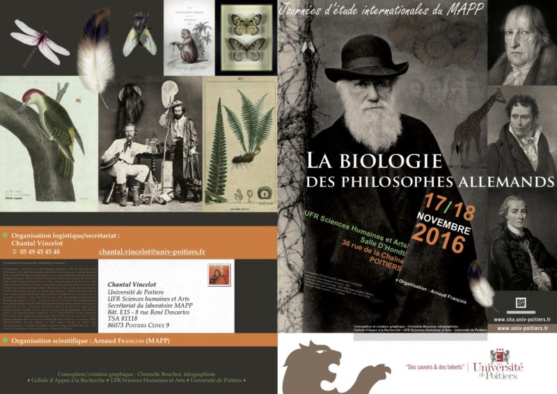 CONFERENCE: La biologie des philosophes allemands, November 18-19, 2016, Université de Poitier 2
