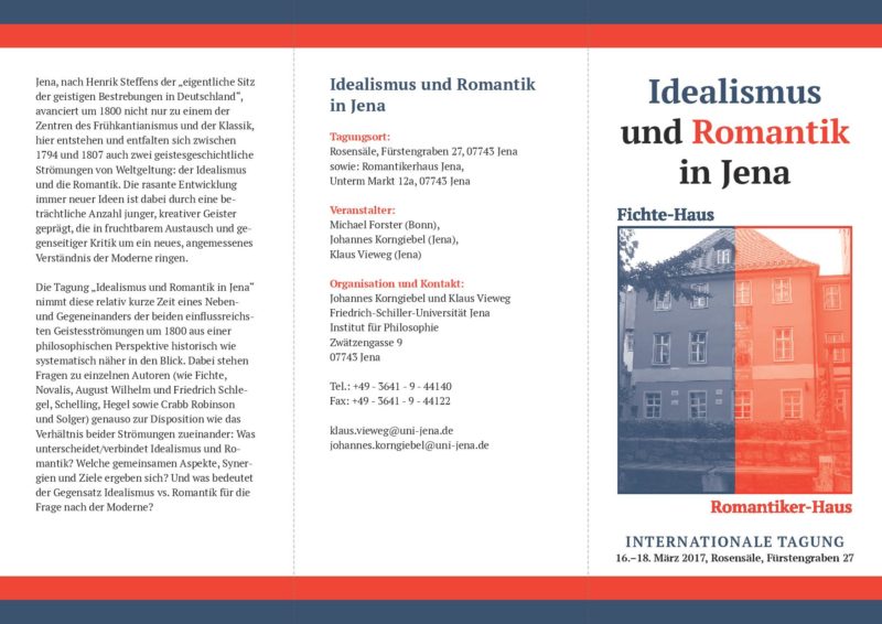 Tagung: Idealismus und Romantik (Jena, 16th-18th March 2017) 1