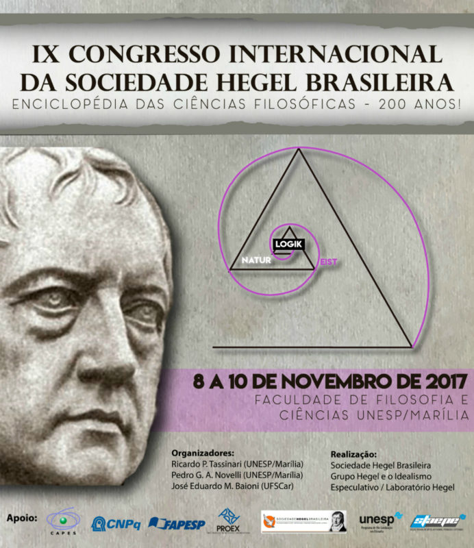 IX INTERNATIONAL CONFERENCE OF THE SOCIEDADE HEGEL BRASILEIRA (MARÍLIA, NOVEMBER, 8-9)