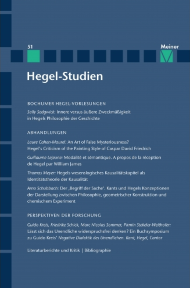 New Release: “Hegel Studien”, Volume 51 1