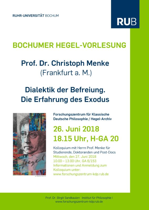 Lecture by Christoph Mencke: «Dialektik der Befreiung. Die Erfahrung des Exodus» (Bochum - June, 26th)