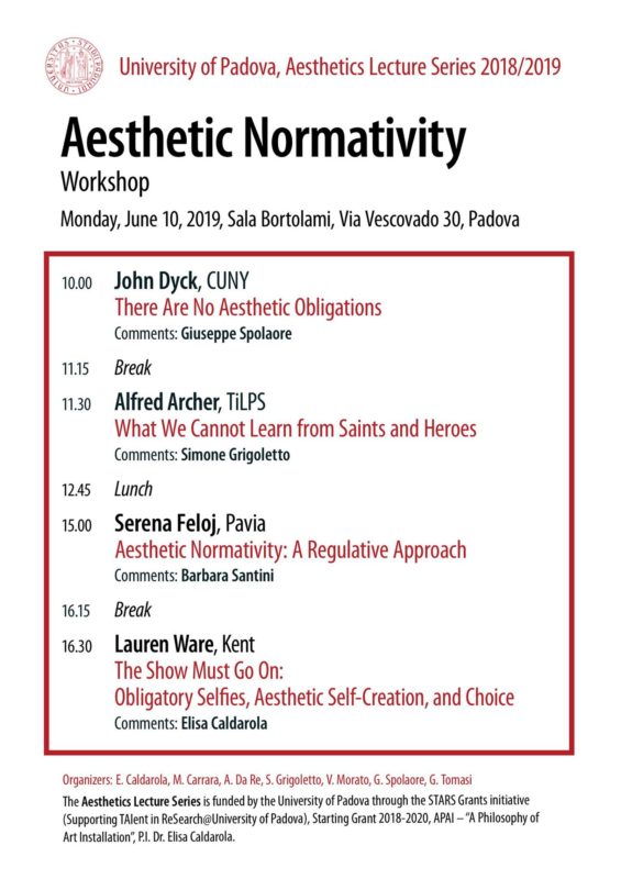 Workshop: Aesthetic Normativity (Padova, 10 June 2019)