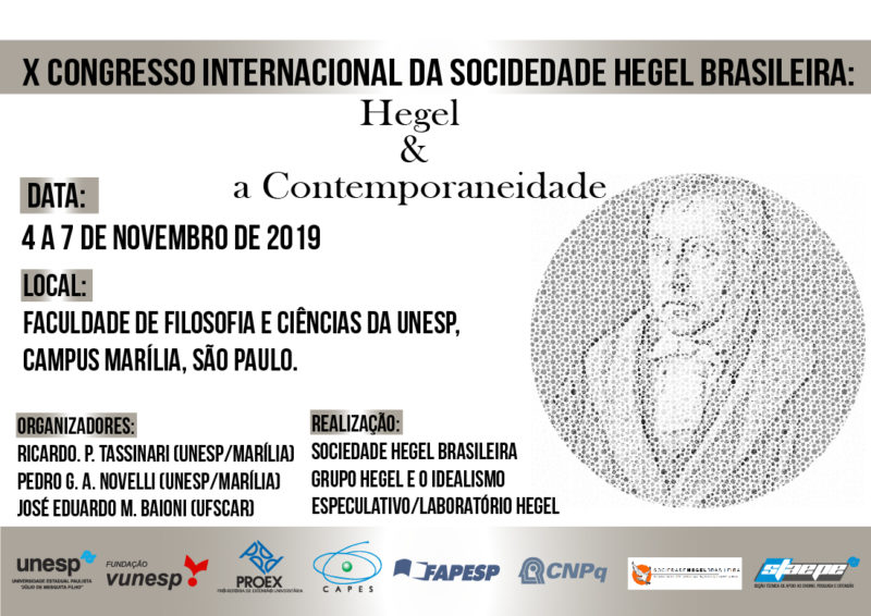 CONGRESS: "Hegel and Contemporary Thought" (4-7 November; Marília 2019)
