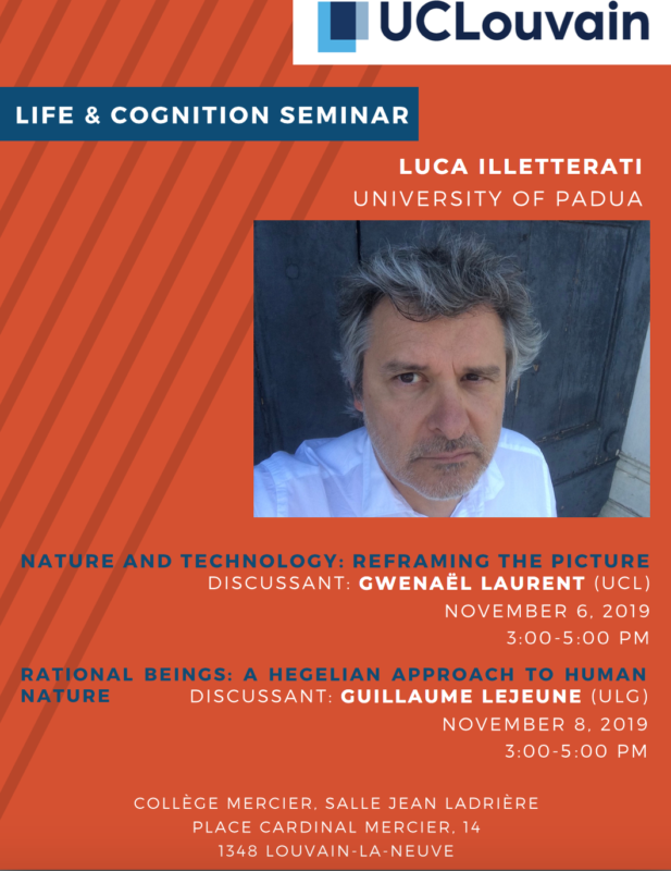 Lecture: Luca Illetterati, Life & Cognition Seminar (UCLovain, 6-8 November, 2019)