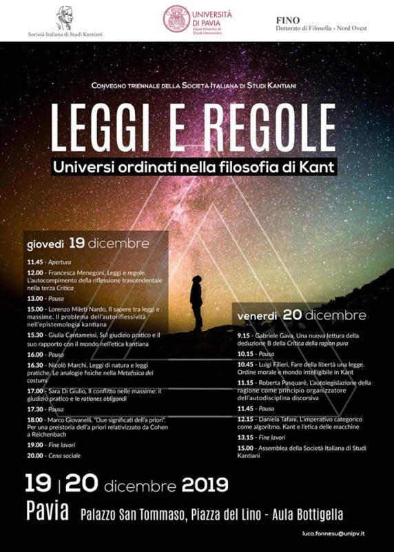Evento: "Convegno triennale della società italiana di studi kantiani" (Pavia, 19-20 dicembre 2019)