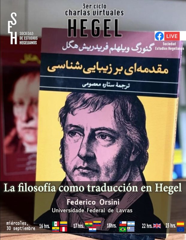 Online Talk: Federico Orsini, "La filosofia como traducción en Hegel" (Sociedad de Estudios Hegelianos, 30 September, 2020)