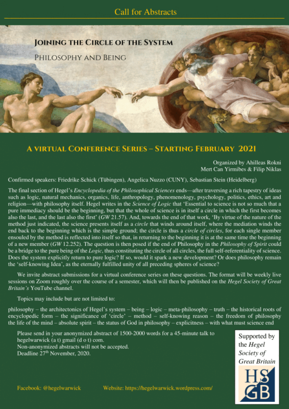 CFP: Virtual Conference Series "Joining the circle of the System. Philosophy and Being" (Warwick, 2021)