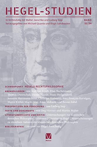New Release: "Hegel-Studien", Volume 53/54 1