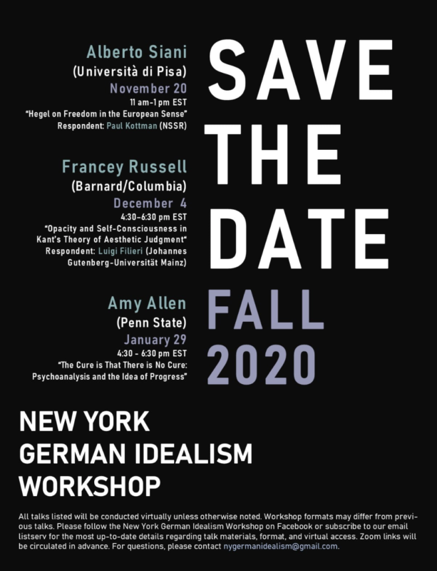 Workshop: New York German Idealism