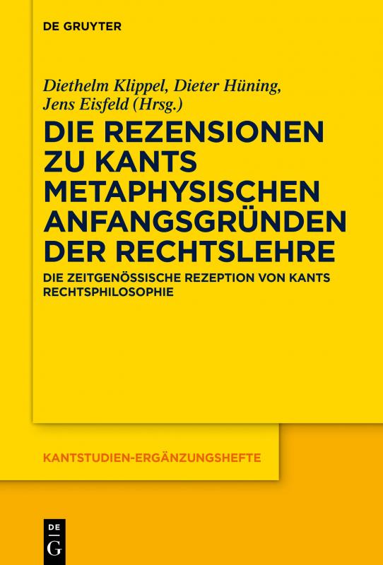 New Release: Die Rezensionen zu Kants Metaphysischen Anfangsgründen der Rechtslehre