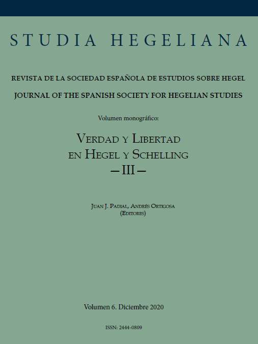 New Release: Studia Hegeliana (vol. 6 – 2020): “Verdad y Libertad en Hegel y Schelling III” (ed. by Juan J. Padial and Andrés Ortigosa)