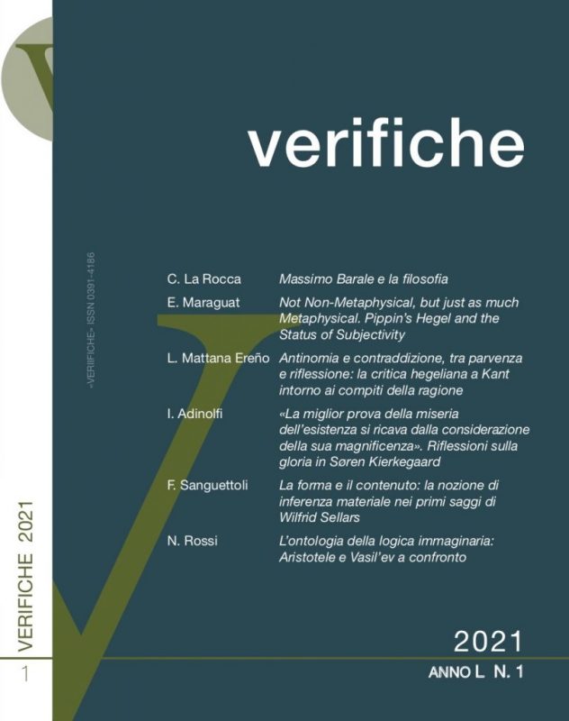 New Release: Verifiche (Anno L, No 1, 2021)