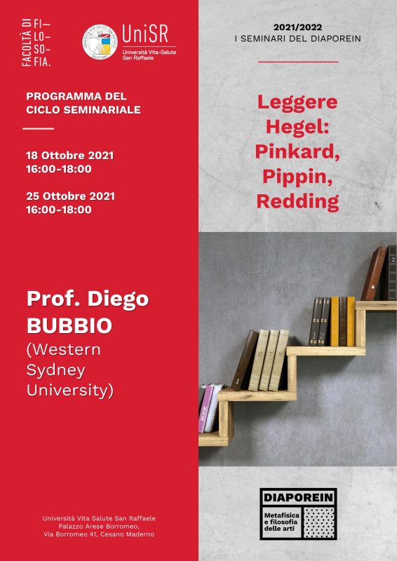 Ciclo seminariale: Diego Bubbio "Leggere Hegel: Pinkard, Pippin, Redding" (18 October 2021)