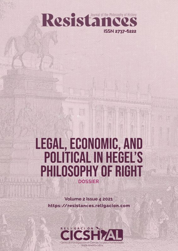 «Reistances. Journal of the Philosophy of History»: "Legal, Economic, and Political in Hegel's Philosophy of Right (2 (4), 2021)