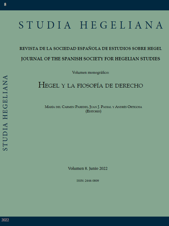 New Release: «Studia Hegeliana» 8/2022: "Hegel y la filosofia del derecho".