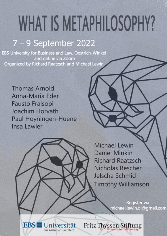 Conference: "What is Metaphilosophy?" (Oestrich-Winkel and online, 7-9 September 2022)