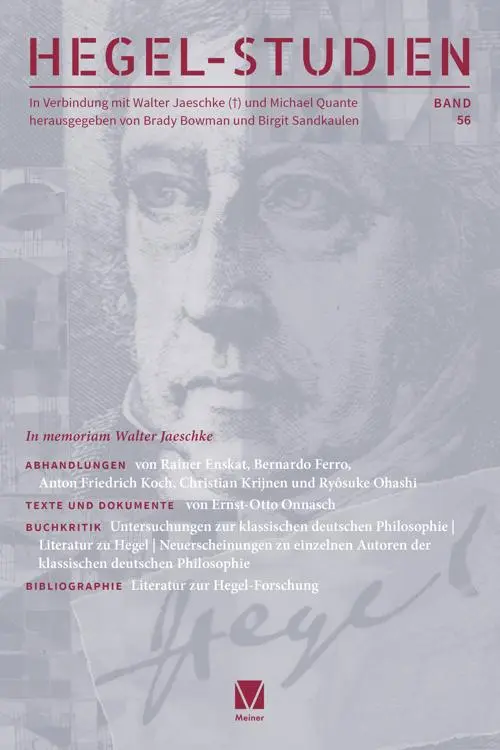 New Release: "Hegel Studien" (volume 56) 1
