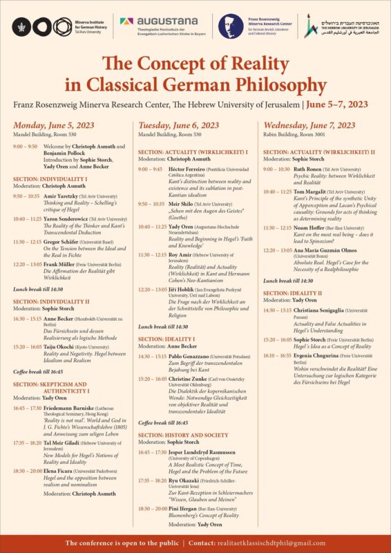 International Conference: "The Concept of Reality in Classical German Philosophy" (Jerusalem, 5-7 June)