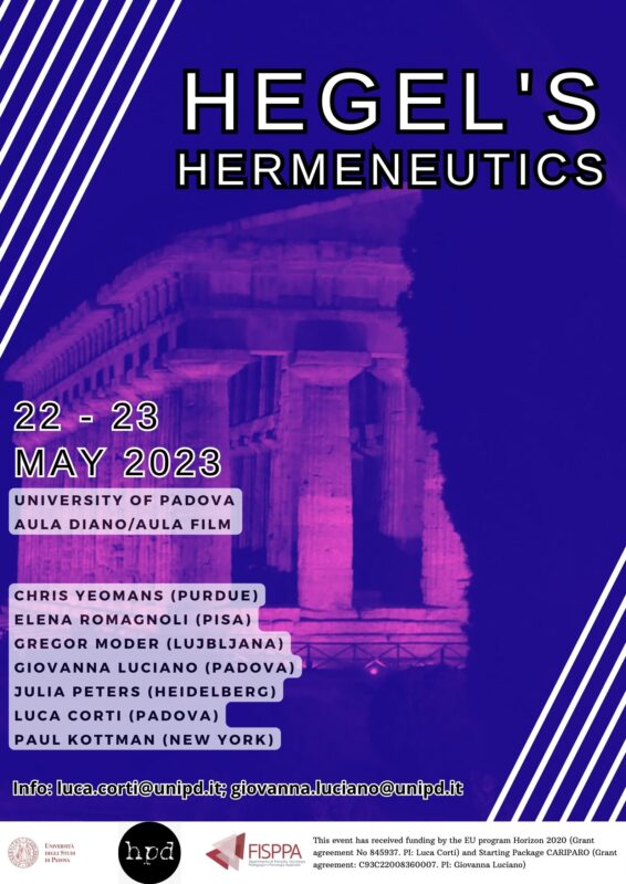 Conference: Hegel's Hermeneutics (Padova, May 22-23, 2023)