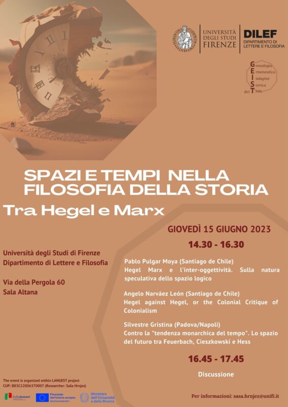 Workshop: "Spazi e tempi nella filosofia della storia. Tra Hegel e Marx" (Firenze, 15 June 202