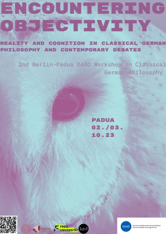 2nd Berlin-Padua DAAD workshop on Classical German Philosophy: "Encountering Objectivity. Reality and Cognition between German Classical Philosophy and Contemporary Debates" (Padova, 2nd-3rd October, 2023)
