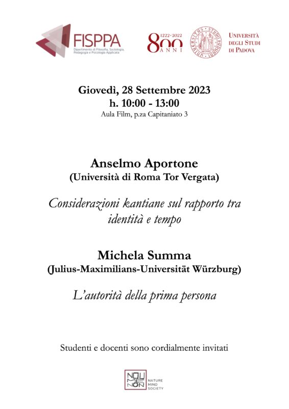 Two Talks: Anselmo Aportone and Michela Summa (Padova, 28 September 2023) 2