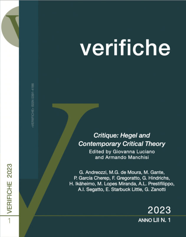 Hpd-Holidays: Giovanna Luciano, Armando Manchisi: "Hegel and contemporary critical theory: An Introduction" (Verifiche,LII - No. 1, 2023)